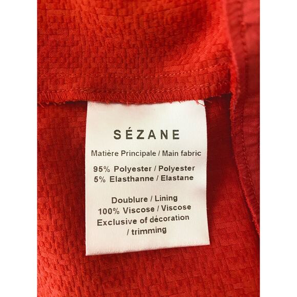 SEZANE Amanda Textured Peek-a-boo Back Red SS Blouse US 42/US 10 - Picture 10 of 11